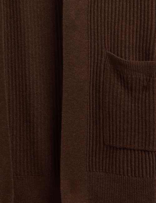 Relaxed Shaker-Stitch Open-Front Cardigan