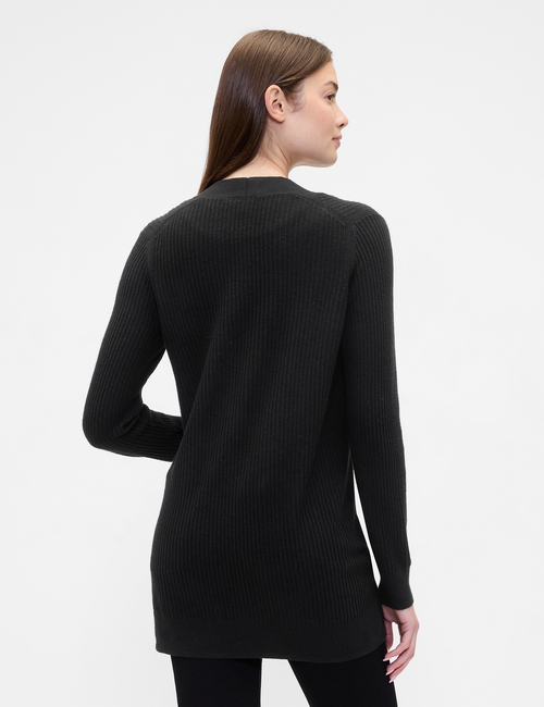 Relaxed Shaker-Stitch Open-Front Cardigan