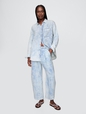 Crinkle Gauze Denim Oversized Shirt