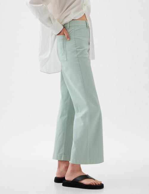 High Stride Wide-Leg Ankle Khakis