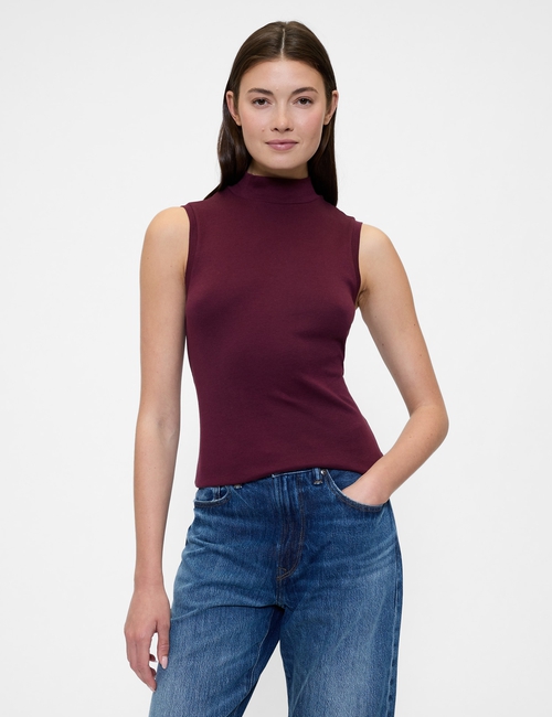 Modern Ribbed Mockneck Tank Top