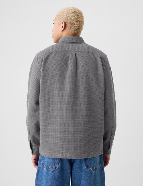 Waffle-Knit Flannel Shirt