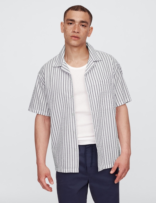 Seersucker Shirt in Boxy Fit