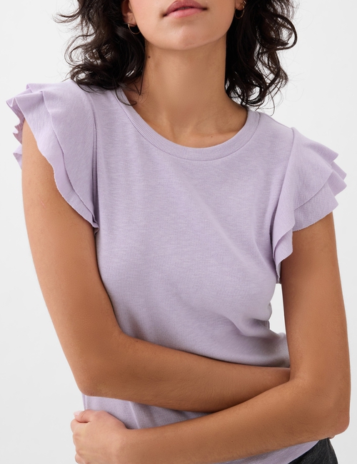 Essential Rib Flutter Sleeve Shirt