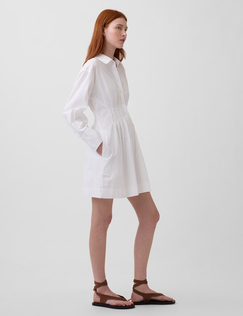 Pleated Mini Shirtdress