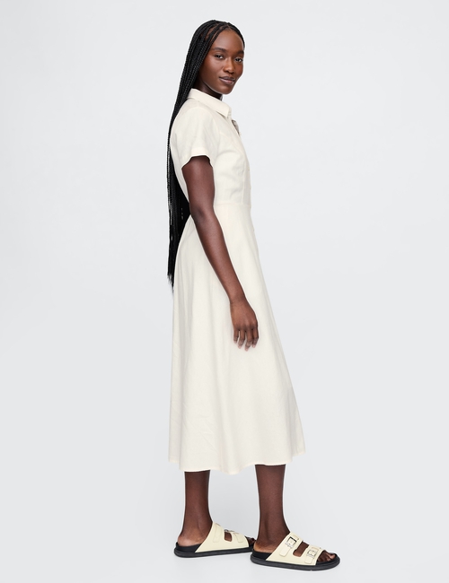 Linen-Blend Maxi Shirtdress