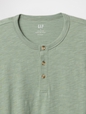 Lived-In Relaxed Curved Hem Henley T-Shirt