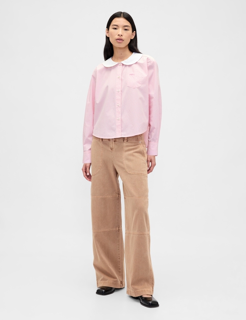 GAP X SL PETER PAN COLLAR CROPPED LS SHIRT