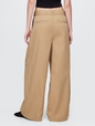 High Rise Twill Pleated Wide-Leg Khakis