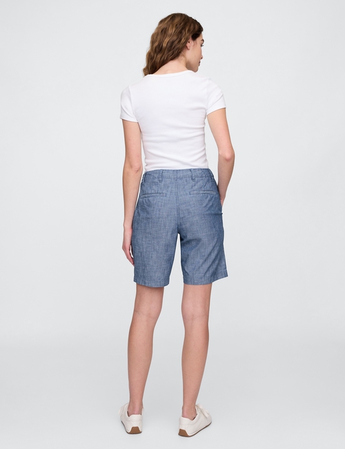 9" High Rise Chambray Downtown Bermuda Shorts