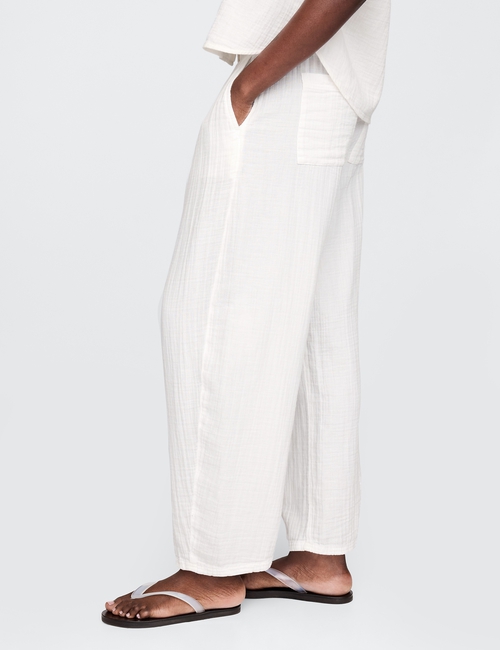 Crinkle Gauze Easy Barrel Pants