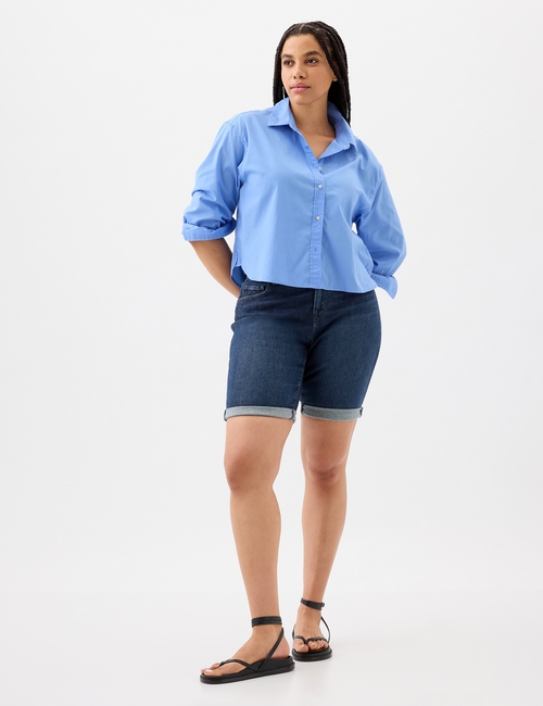 9" Mid Rise Denim Bermuda Shorts