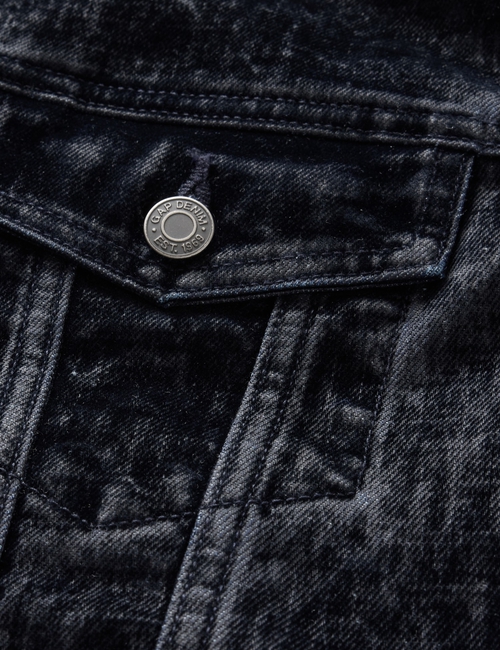 Flocked Cropped Icon Denim Jacket