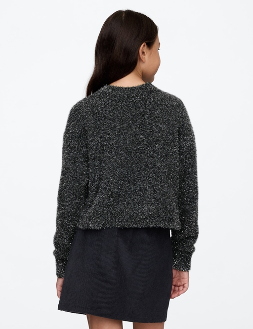 Kids Fuzzy Metallic Crewneck Sweater