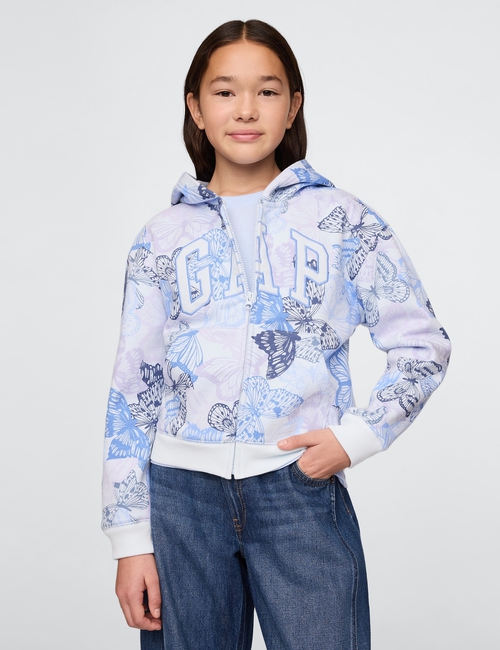 Kids Relaxed Print Gap Logo Zip Hoodie