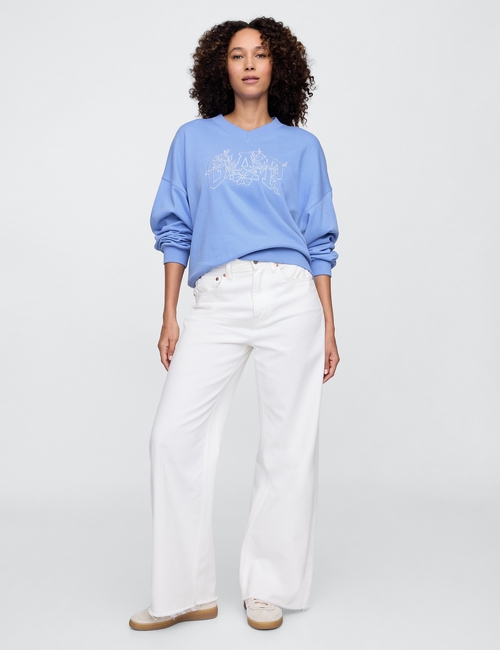 Vintage Soft French Terry Wedge V-Neck Sweatshirt