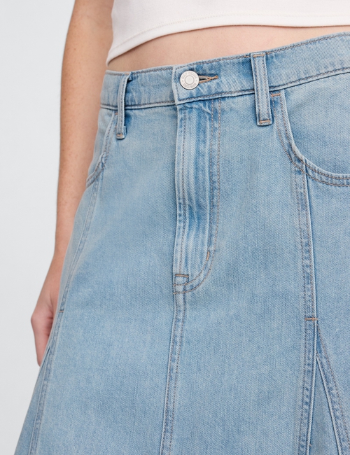 Denim Ruffle Maxi Skirt