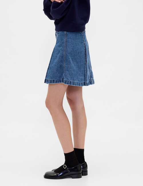 GAP X SL PLEATED DENIM KNEE LENGTH SKIRT