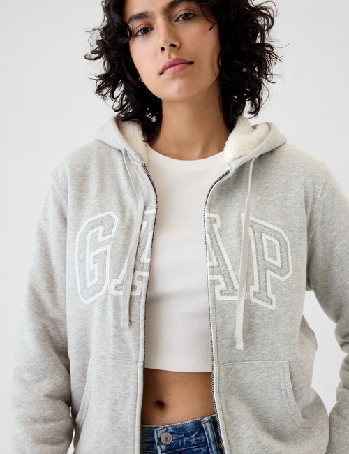 Relaxed Gap Logo Sherpa-Lined Zip Hoodie