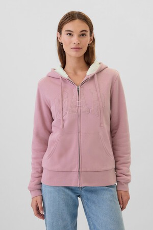 Relaxed Gap Logo Sherpa-Lined Zip Hoodie