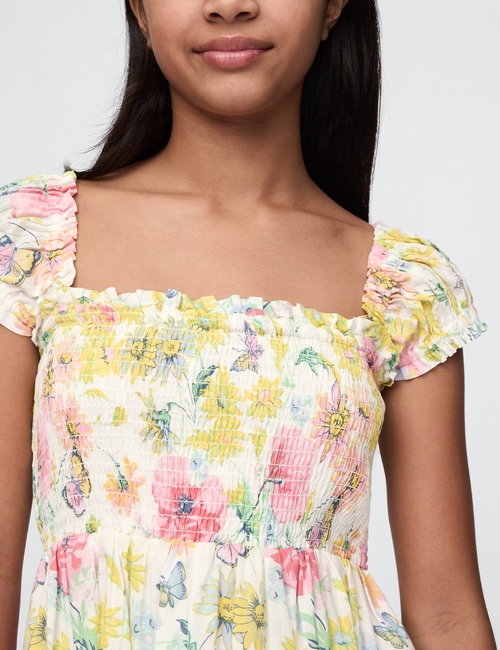 Kids Smocked Floral Midi Dress