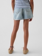 Kids High Rise Denim Easy Shorts