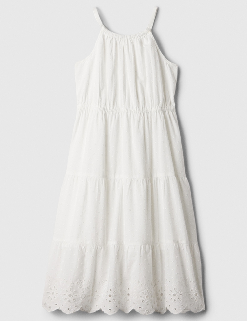 Kids Tiered Eyelet Midi Dress