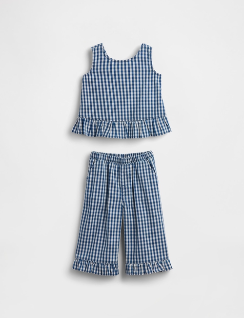 DENIM RUFFLE TANK X WIDE LEG SET