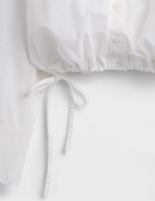 Poplin Oversized Tie-Hem Crop Shirt