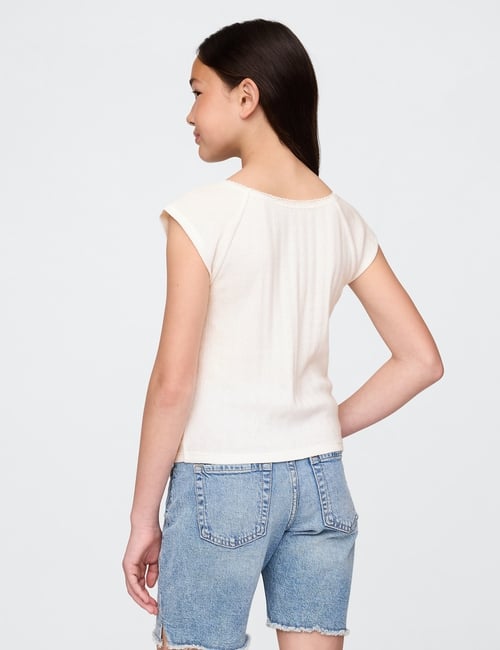 Kids Lace-Trim Pointelle T-Shirt