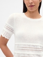 Linen-Blend Pointelle Sweater Crop Top