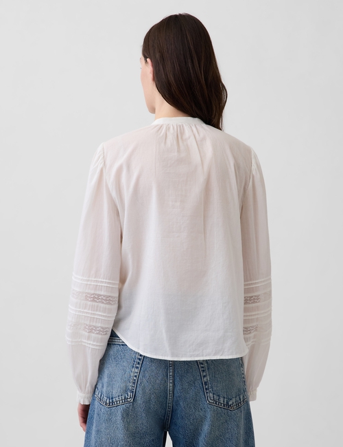 LS LACE PINTUCK TOP