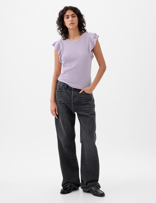 Essential Rib Flutter Sleeve Shirt