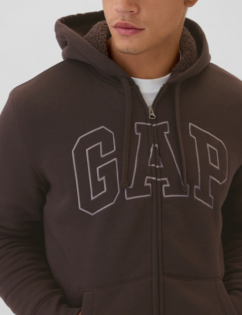 Gap Logo Sherpa-Lined Zip Hoodie