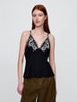 Linen-Blend Embroidered Halter Top