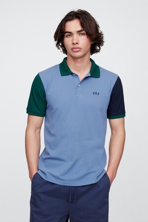 Colorblock Stretch Pique Polo Shirt
