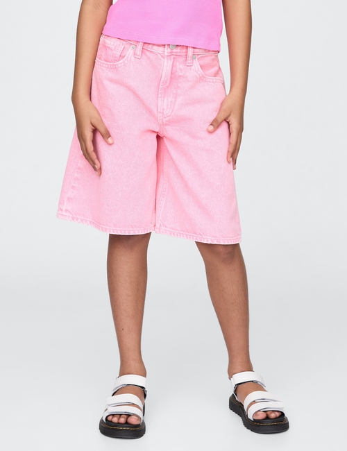 Kids Mid Rise Longline Denim Shorts