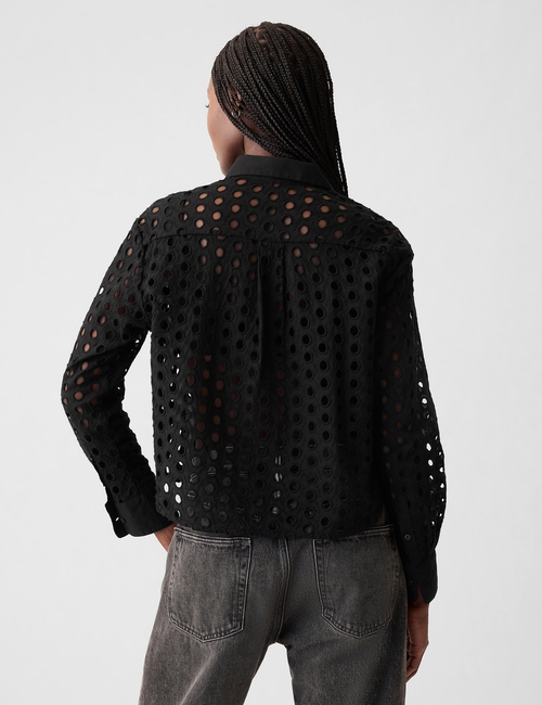Eyelet Cropped Shirt
