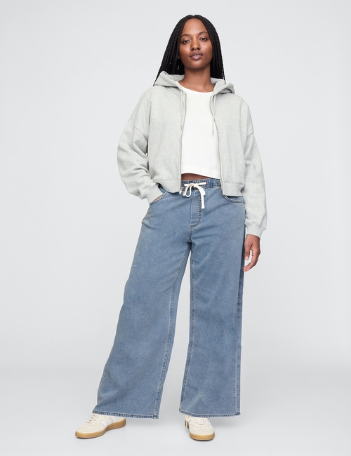 Mid Rise Knit Easy Baggy Jeans