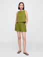 4" Mid Rise Pull-On Linen-Blend Shorts