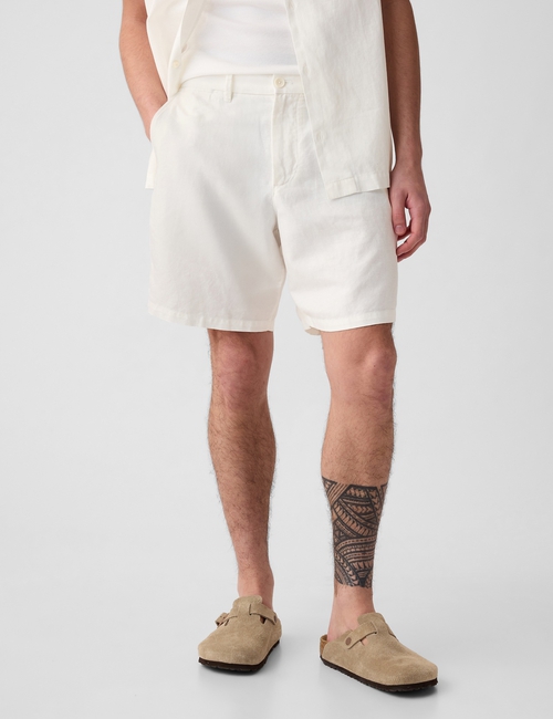 8" Linen-Cotton Shorts