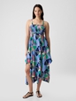 Smocked Handkerchief Hem Midi Dress