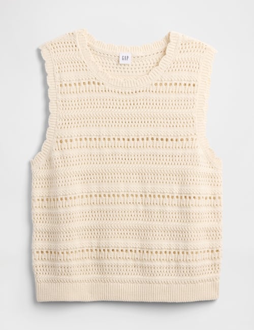 Sleeveless Mixed-Stitch Sweater Tank Top