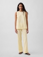 Low Rise Linen-Blend Flare Pants