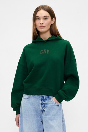 Relaxed Gap Mini-Logo Cropped Hoodie