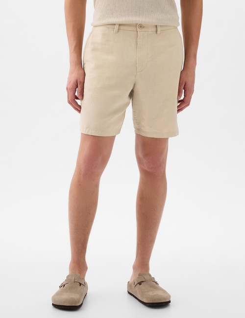 8" Linen-Cotton Shorts