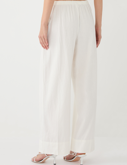 Linen-Blend Easy Wide-Hem Pants