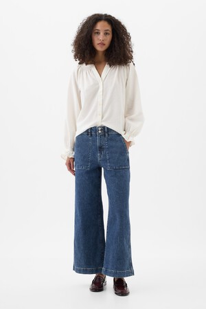 High Rise Wide-Leg Utility Crop Jeans