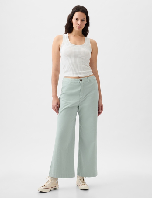 High Stride Wide-Leg Ankle Khakis