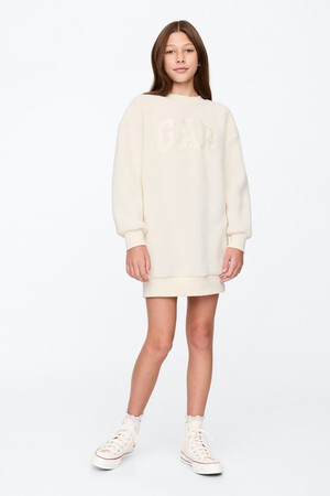 Kids Gap Logo Sherpa Sweatshirt Dress